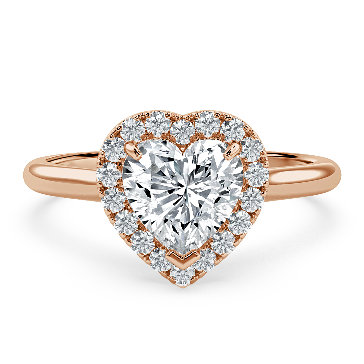 Classic Heart Diamond Halo Engagement Ring
