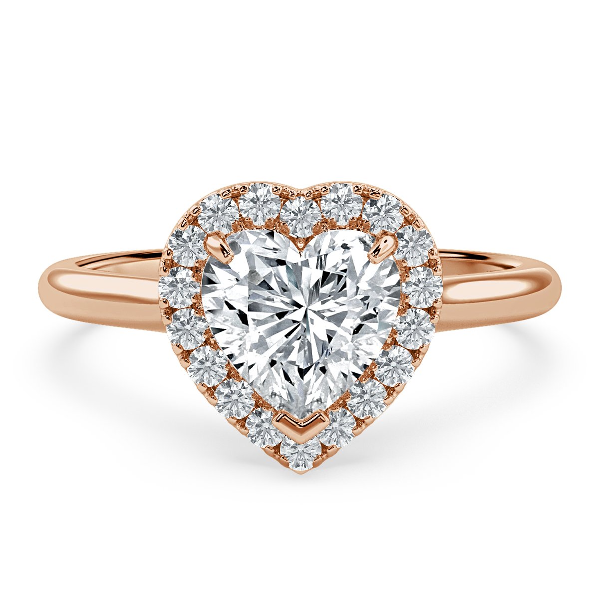 Classic Heart Diamond Halo Engagement Ring