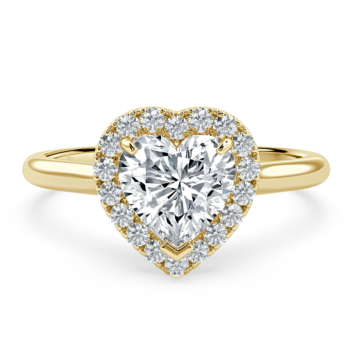 Classic Heart Diamond Halo Engagement Ring