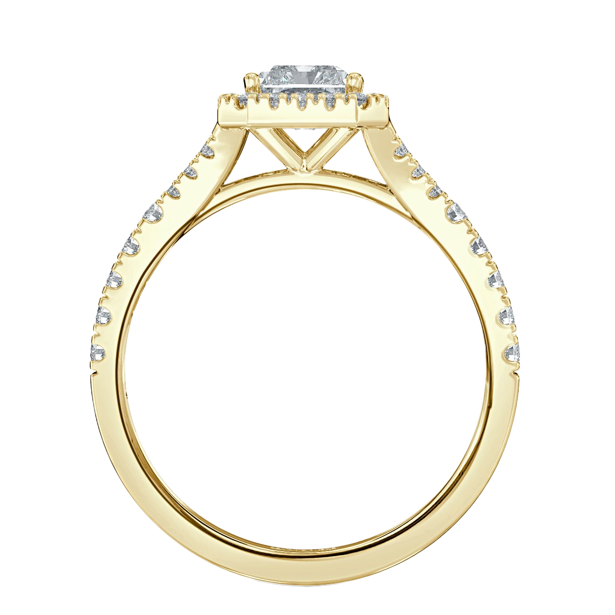 Radiant Diamond Split Shank Halo Engagement Ring