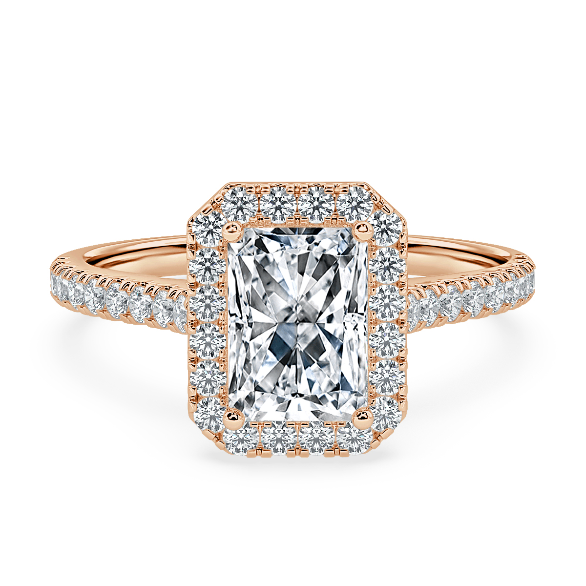 Radiant Diamond Halo Engagement Ring