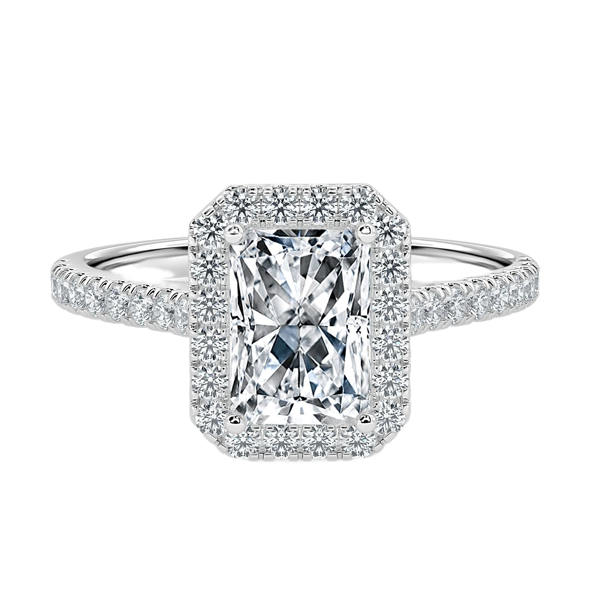 Radiant Diamond Halo Engagement Ring