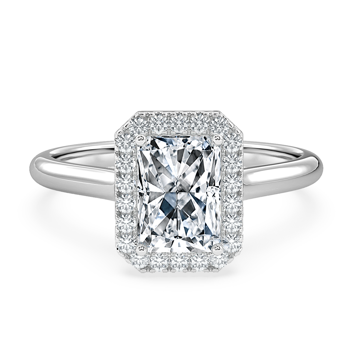 Classic Radiant Diamond Halo Engagement Ring