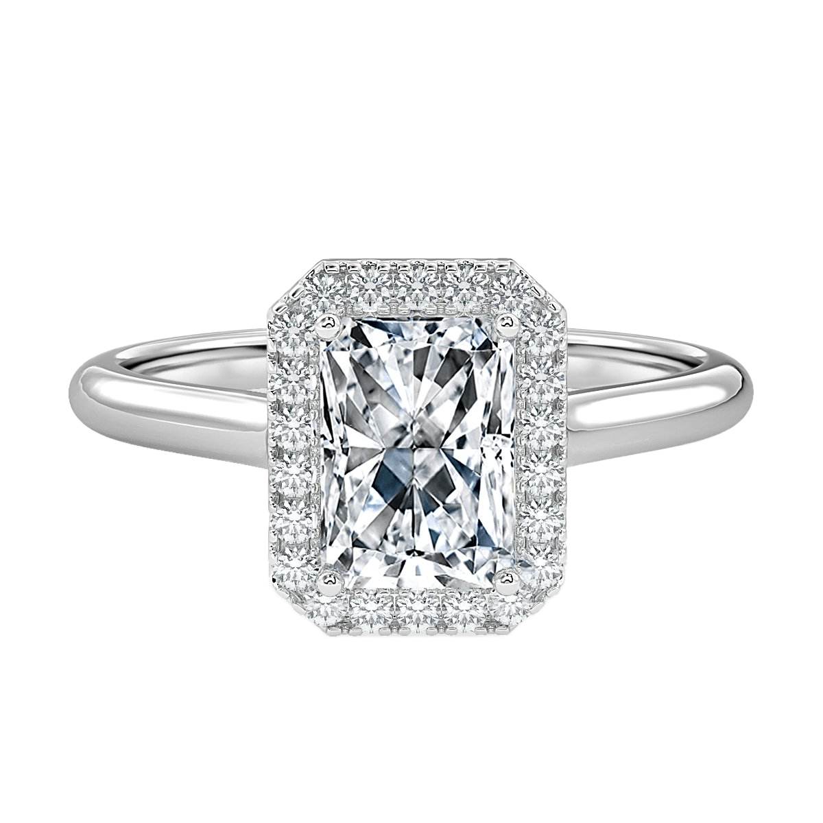 Classic Radiant Diamond Halo Engagement Ring