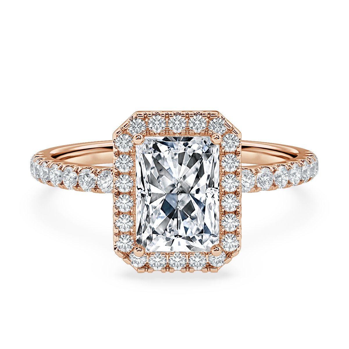 Radiant Diamond Halo Engagement Ring