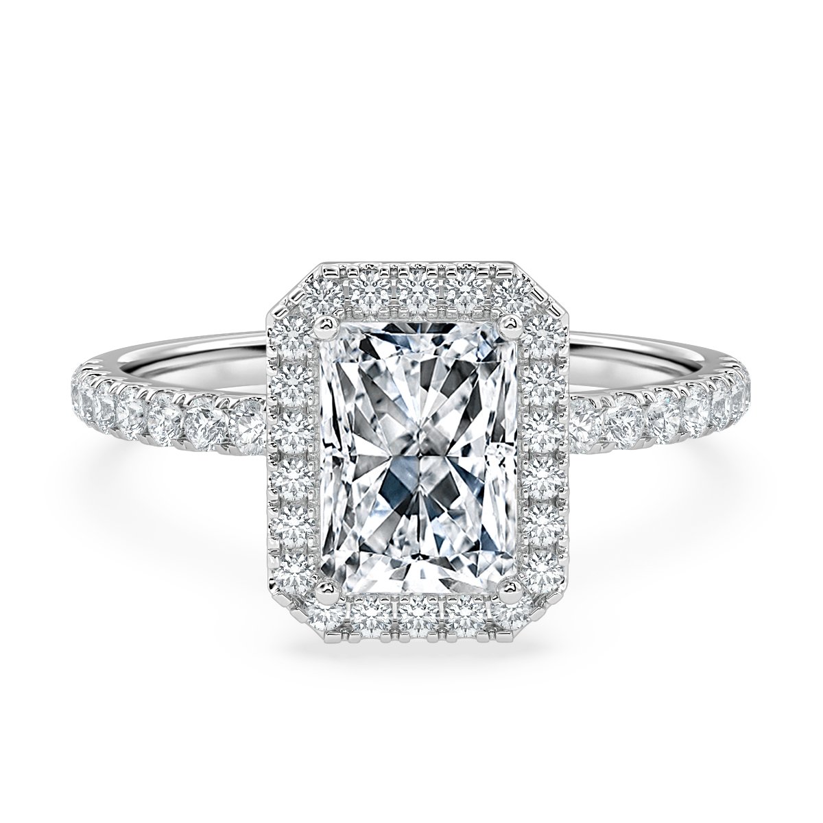 Radiant Diamond Halo Engagement Ring