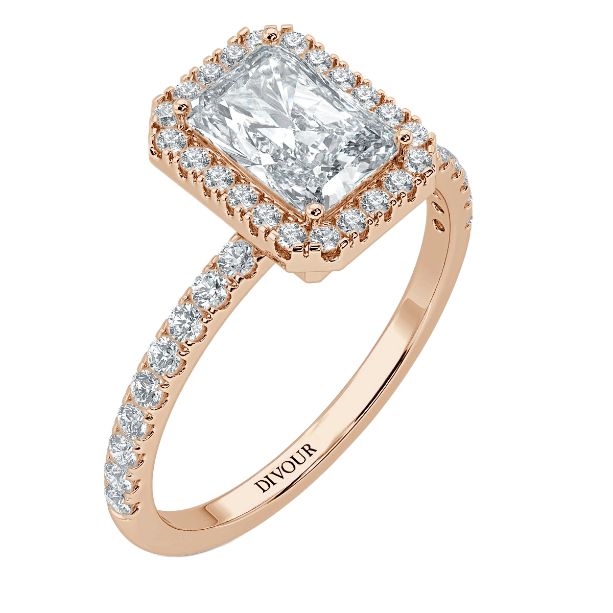 Radiant Diamond Halo Engagement Ring