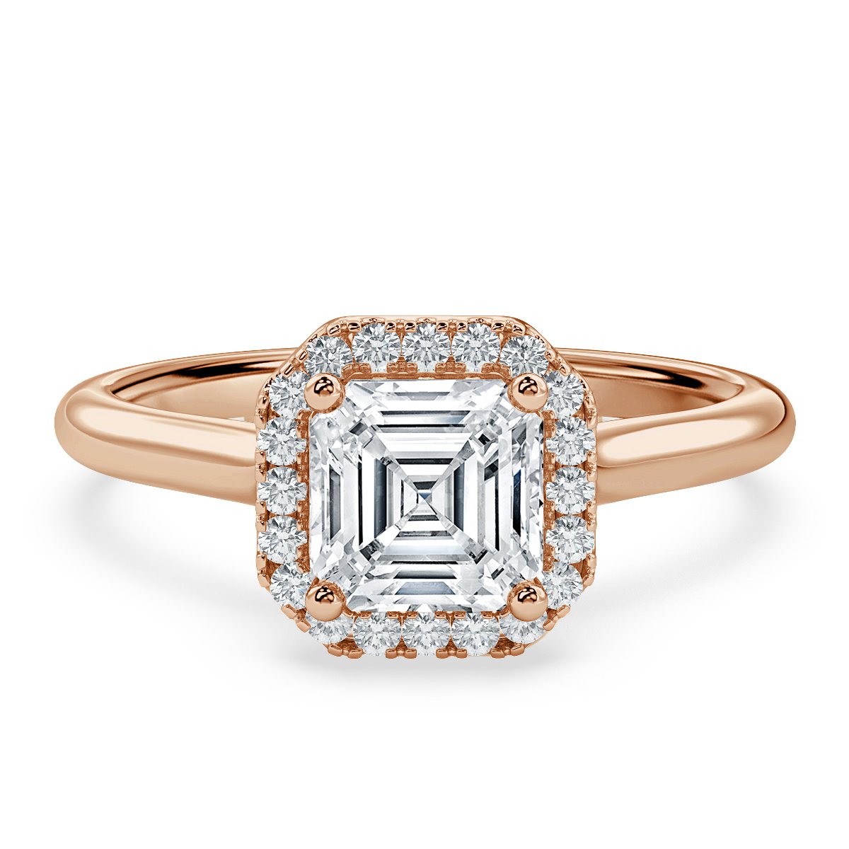 Classic Asscher  Diamond Halo Engagement Ring