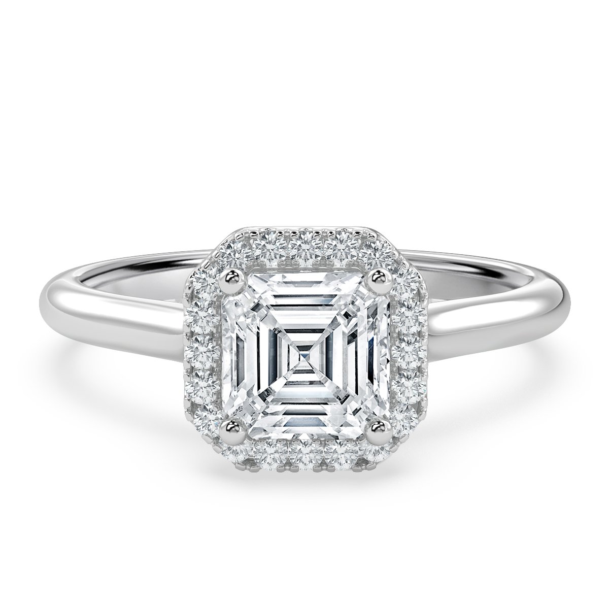 Classic Asscher  Diamond Halo Engagement Ring