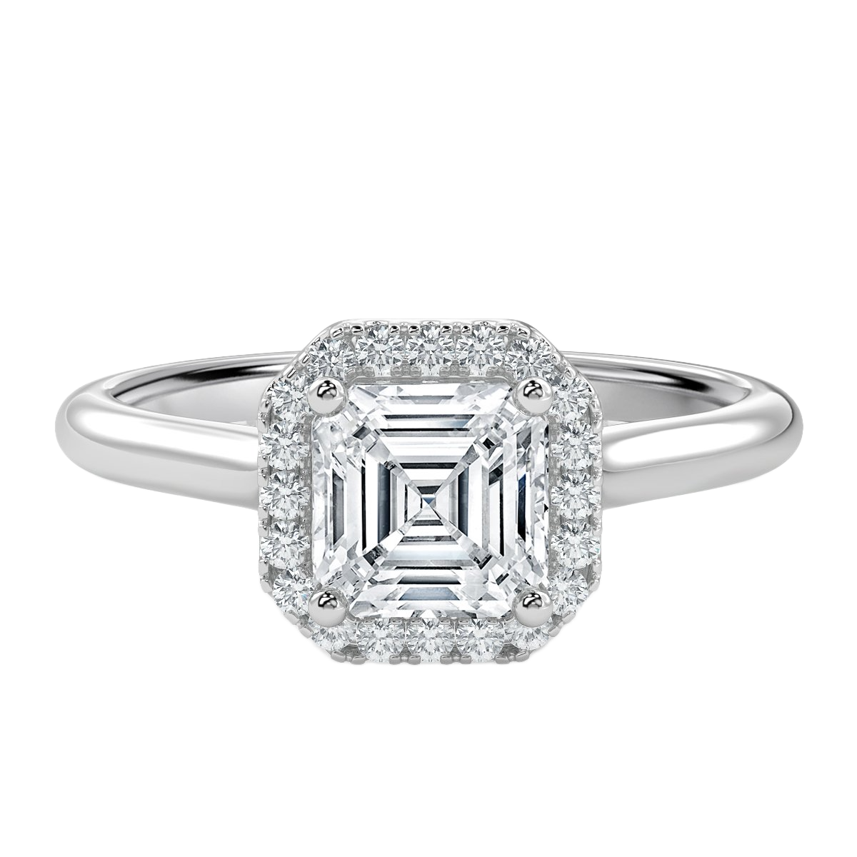 Classic Asscher  Diamond Halo Engagement Ring