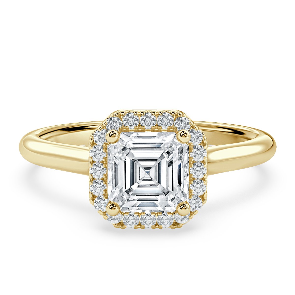 Classic Asscher  Diamond Halo Engagement Ring