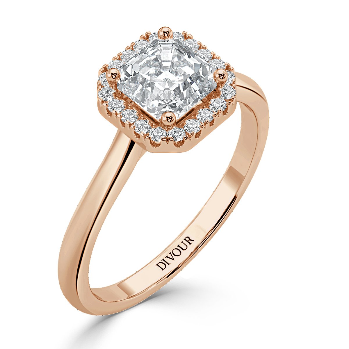 Classic Asscher  Diamond Halo Engagement Ring