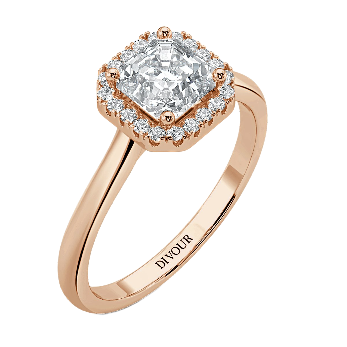 Classic Asscher  Diamond Halo Engagement Ring