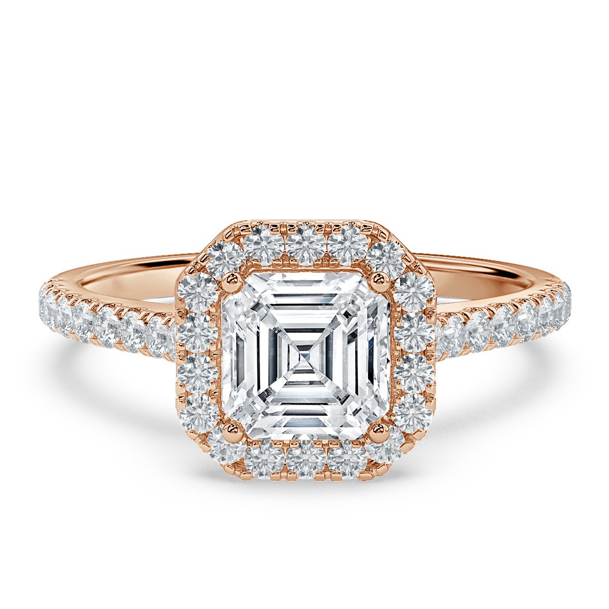 Forever Asscher Diamond Halo Engagement Ring