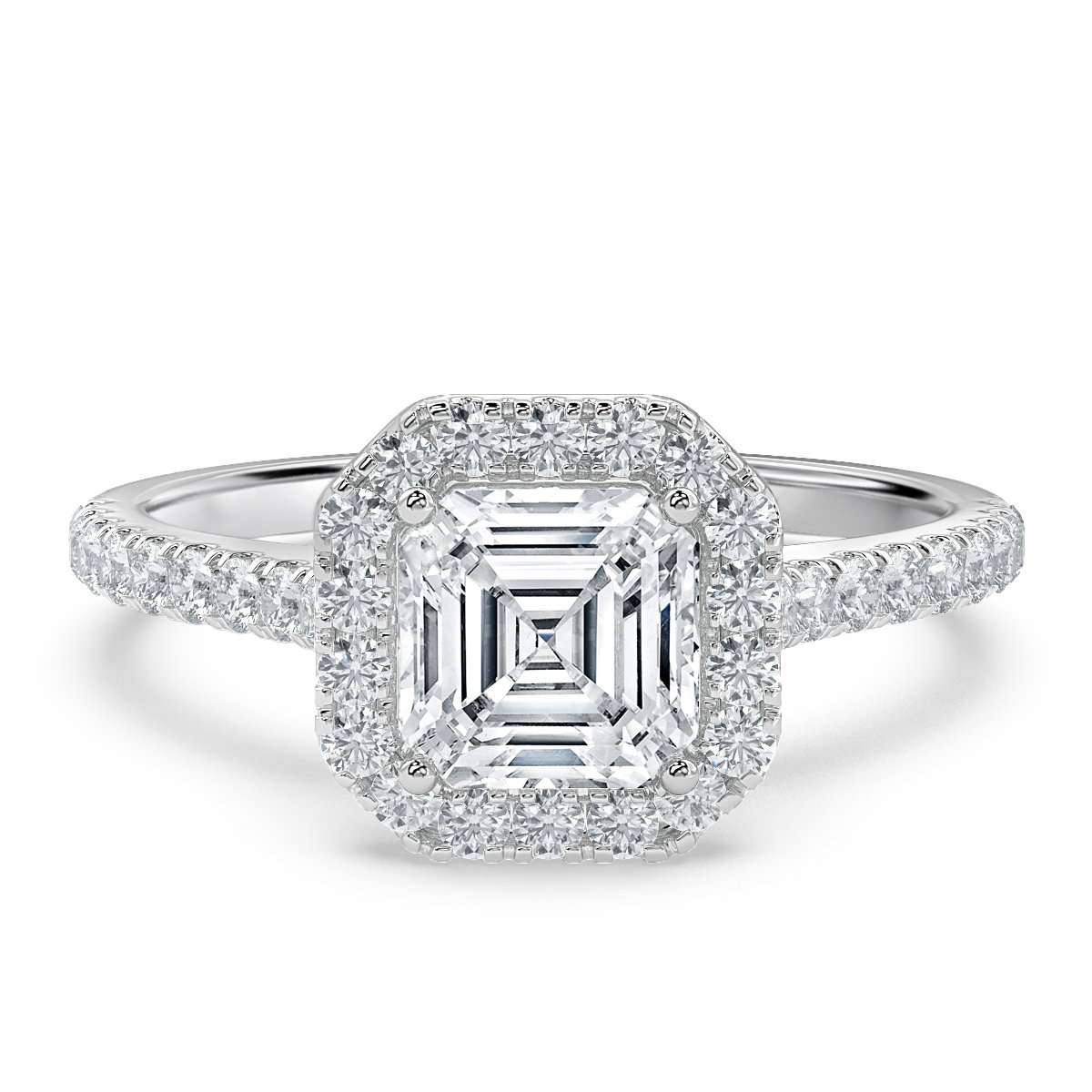 Forever Asscher Diamond Halo Engagement Ring