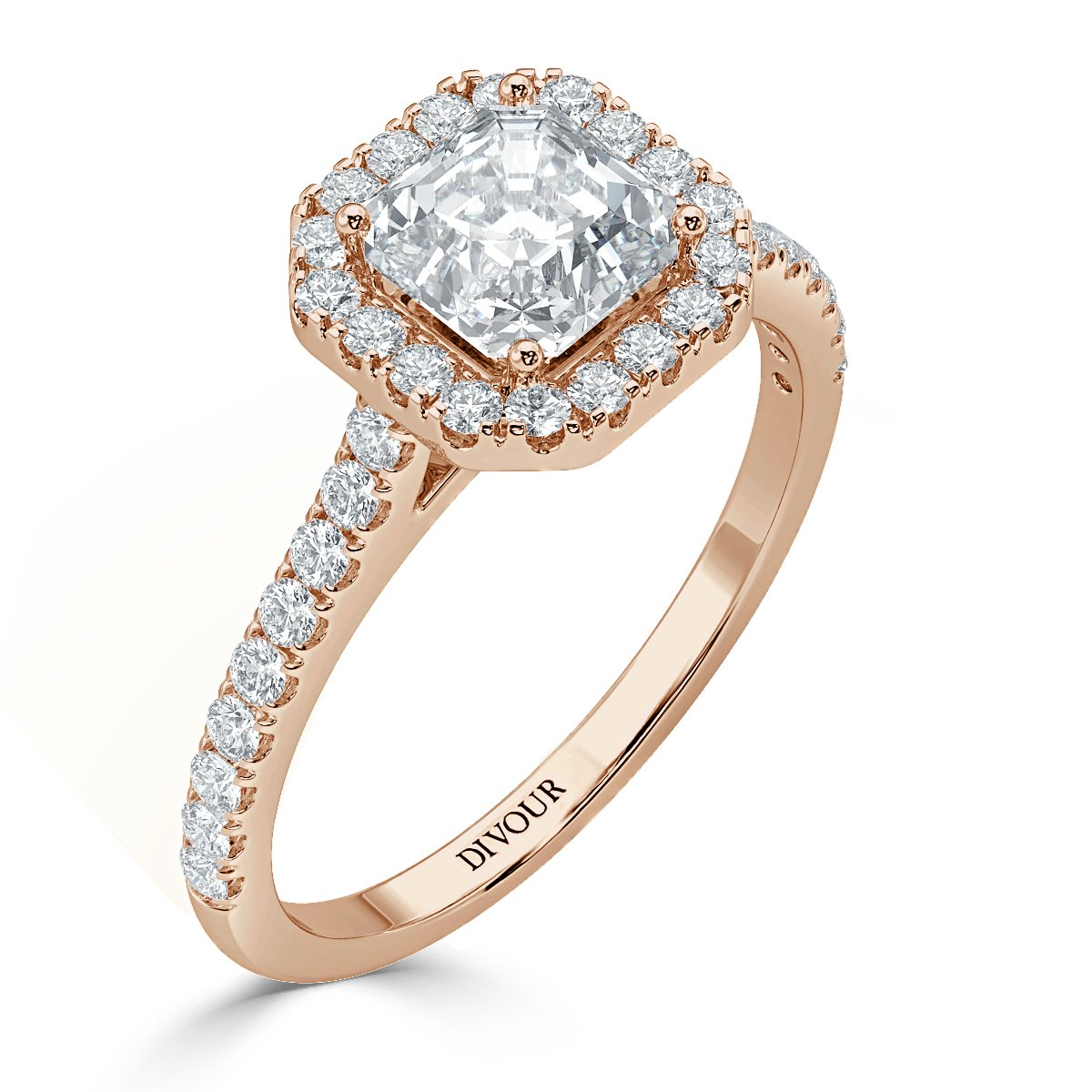 Forever Asscher Diamond Halo Engagement Ring