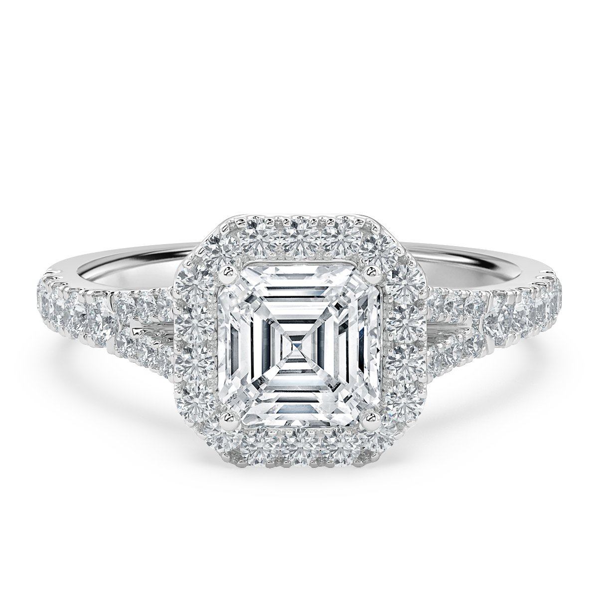 Split shank asscher cut engagement ring clearance