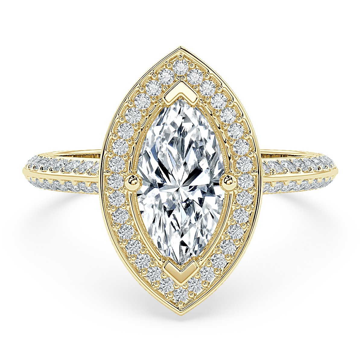 Knife edge Marquise Diamond Halo Engagement Ring