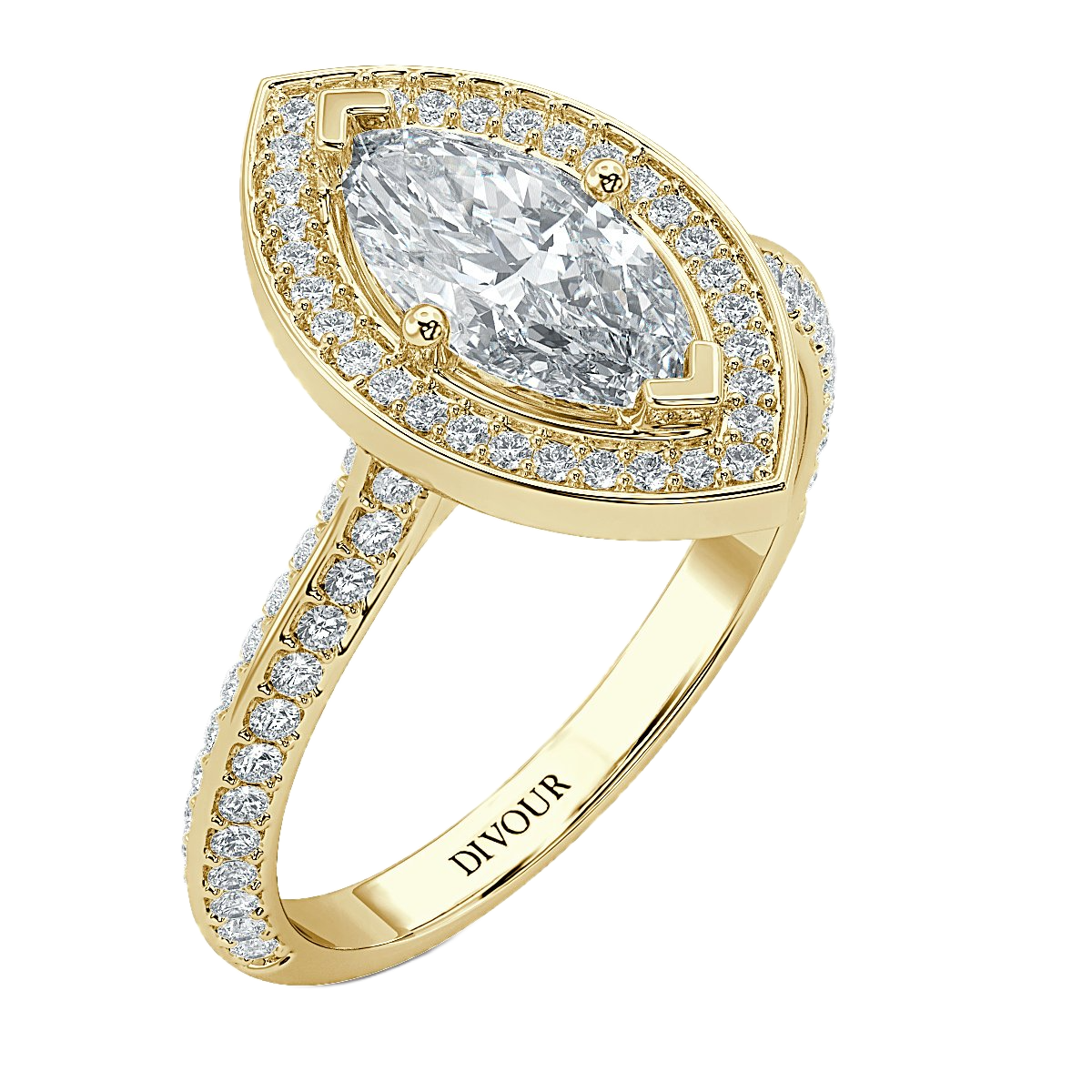 Knife edge Marquise Diamond Halo Engagement Ring