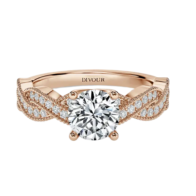 Twisted Round Diamond Vintage  Engagement Ring