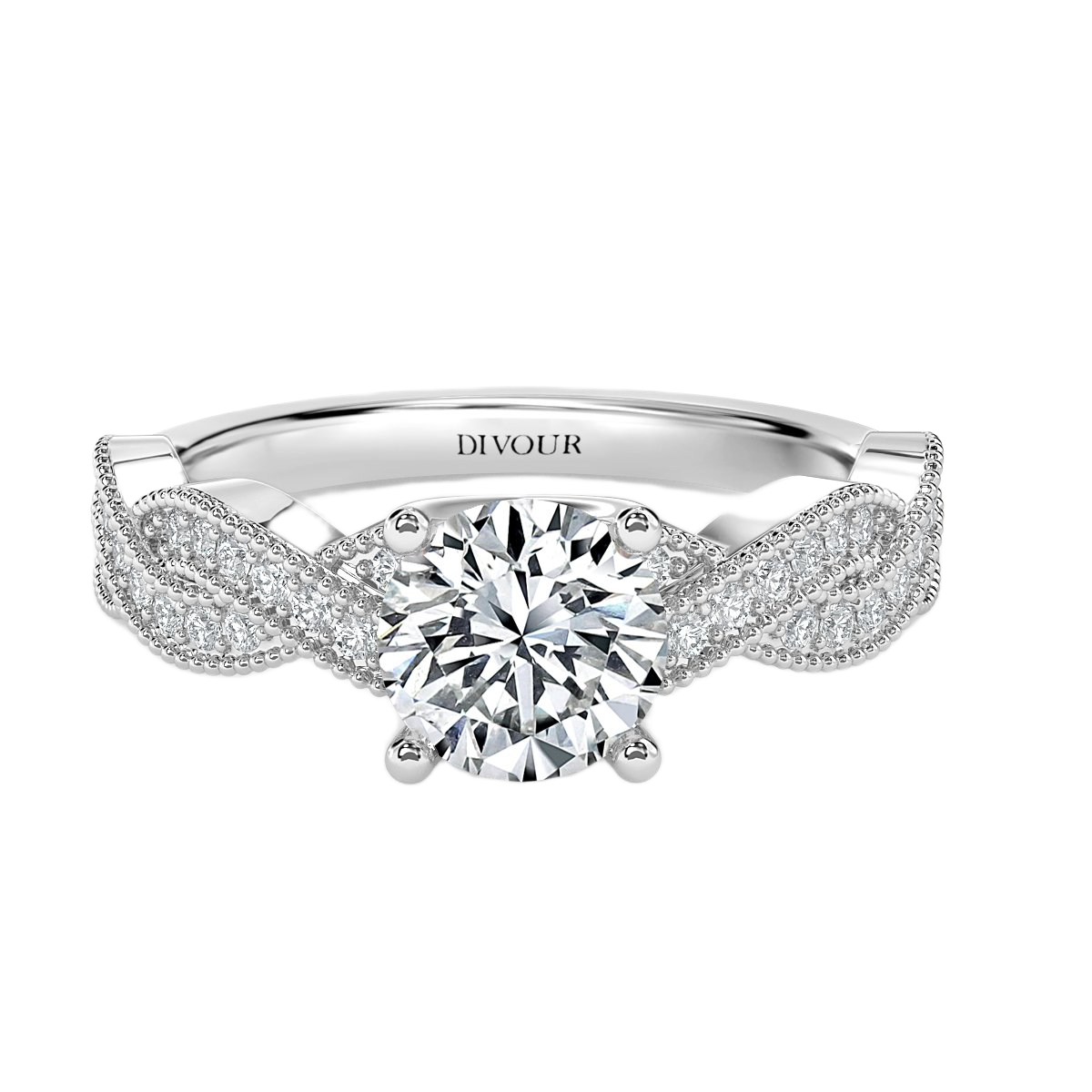 Twisted Round Diamond Vintage  Engagement Ring