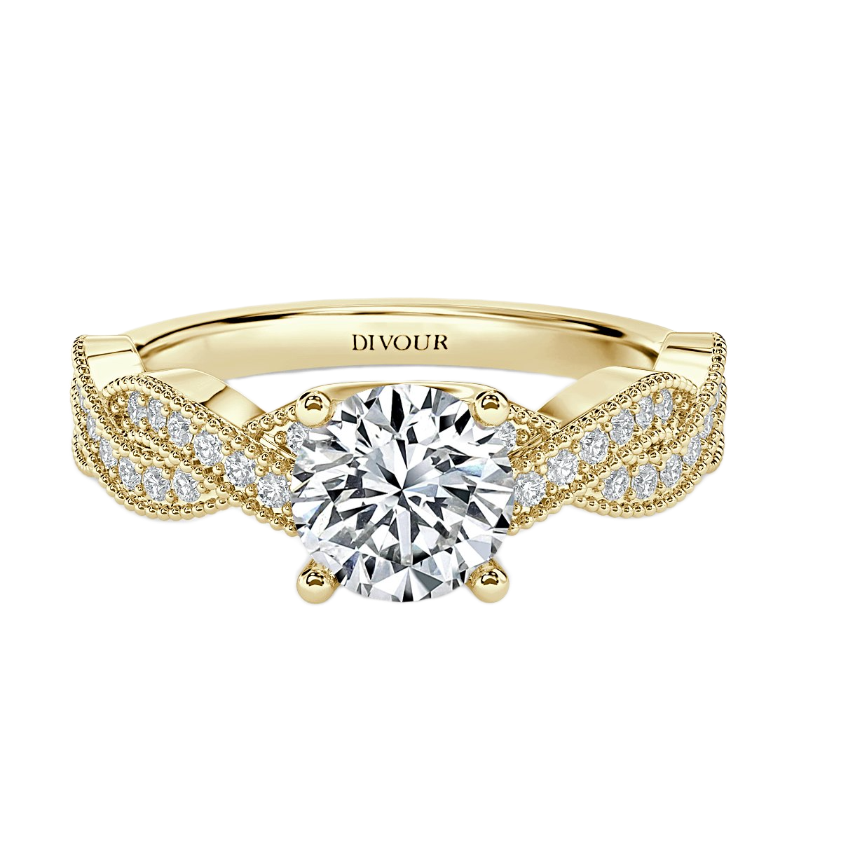 Twisted Round Diamond Vintage  Engagement Ring