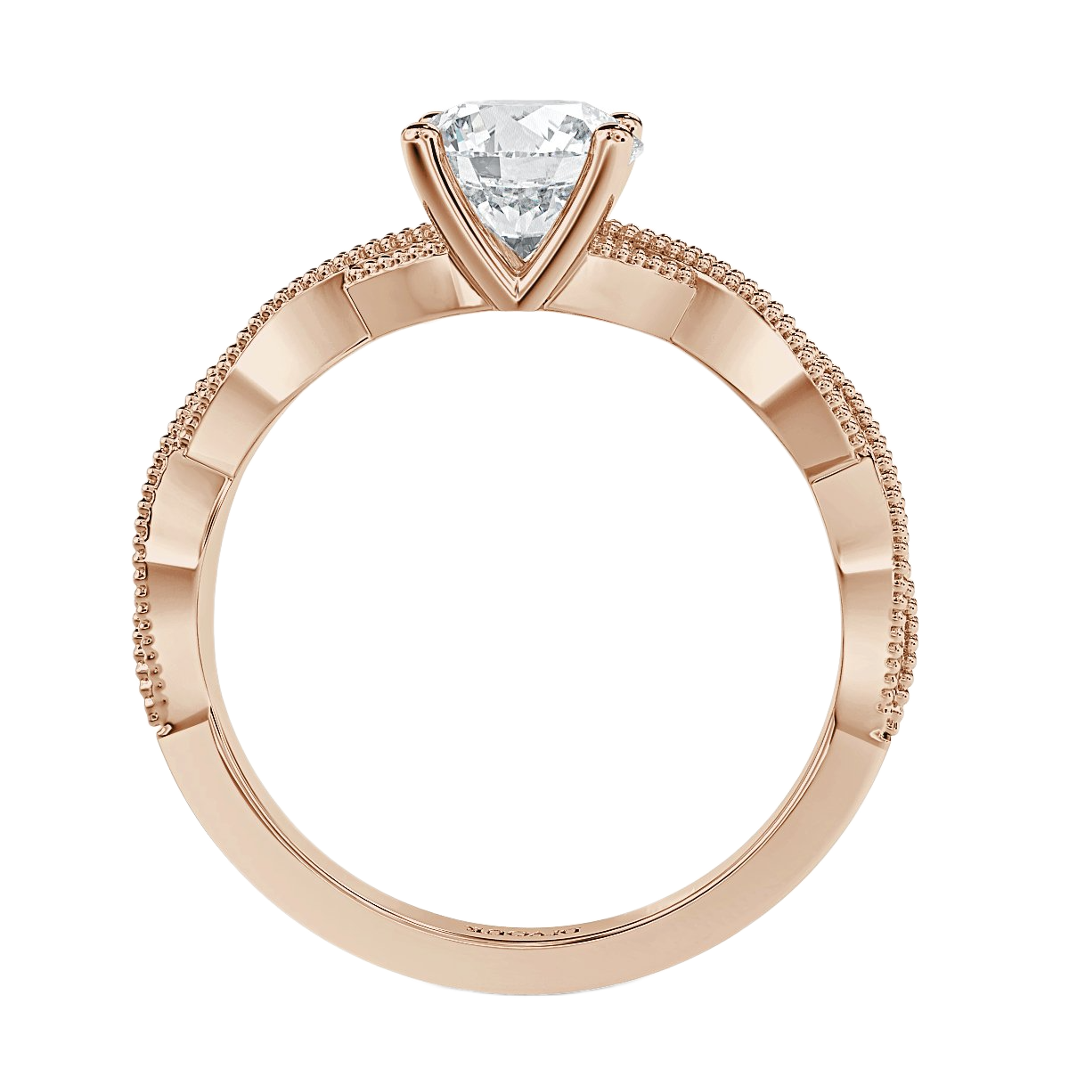Twisted Round Diamond Vintage  Engagement Ring