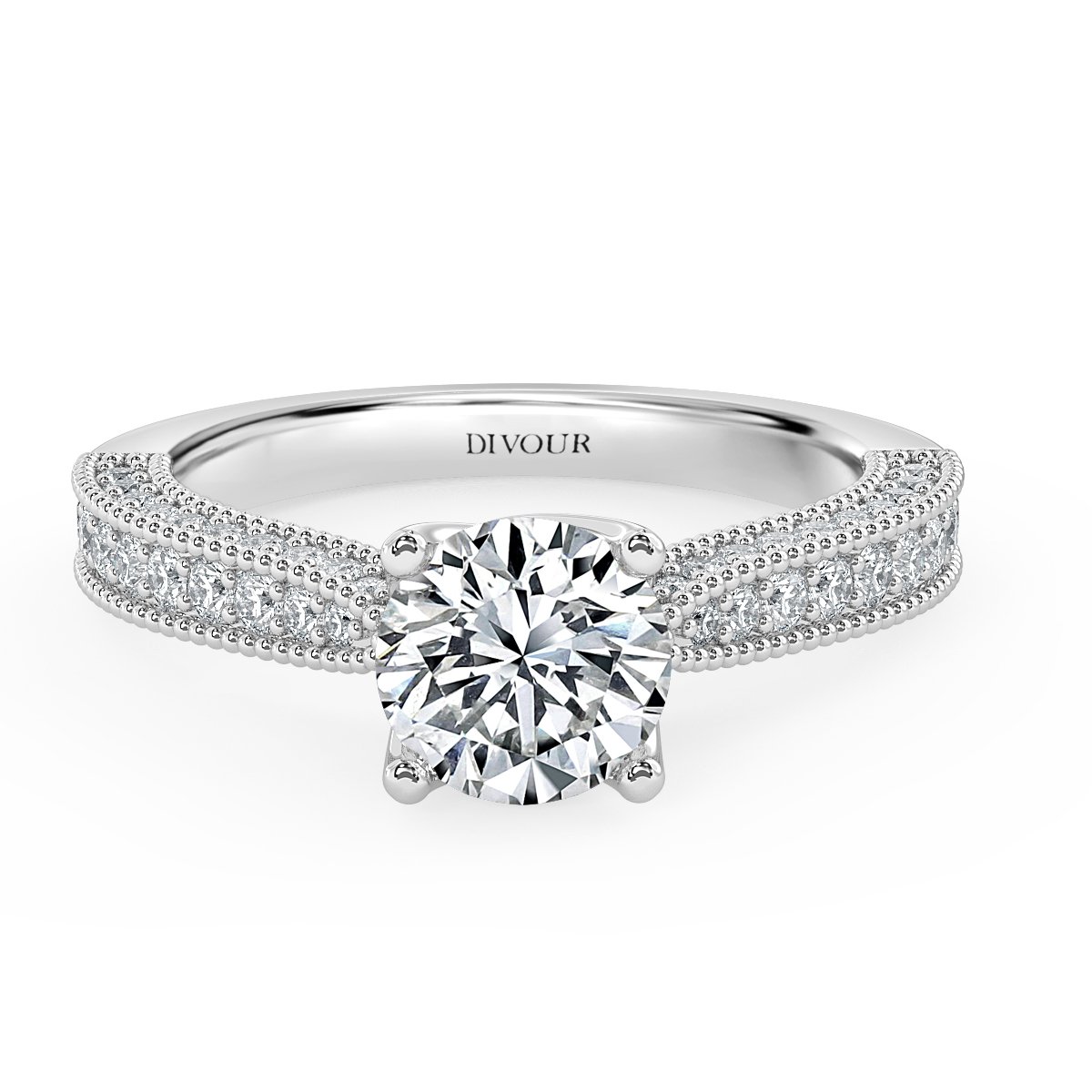 Edward - Round Diamond  Vintage Engagement Ring