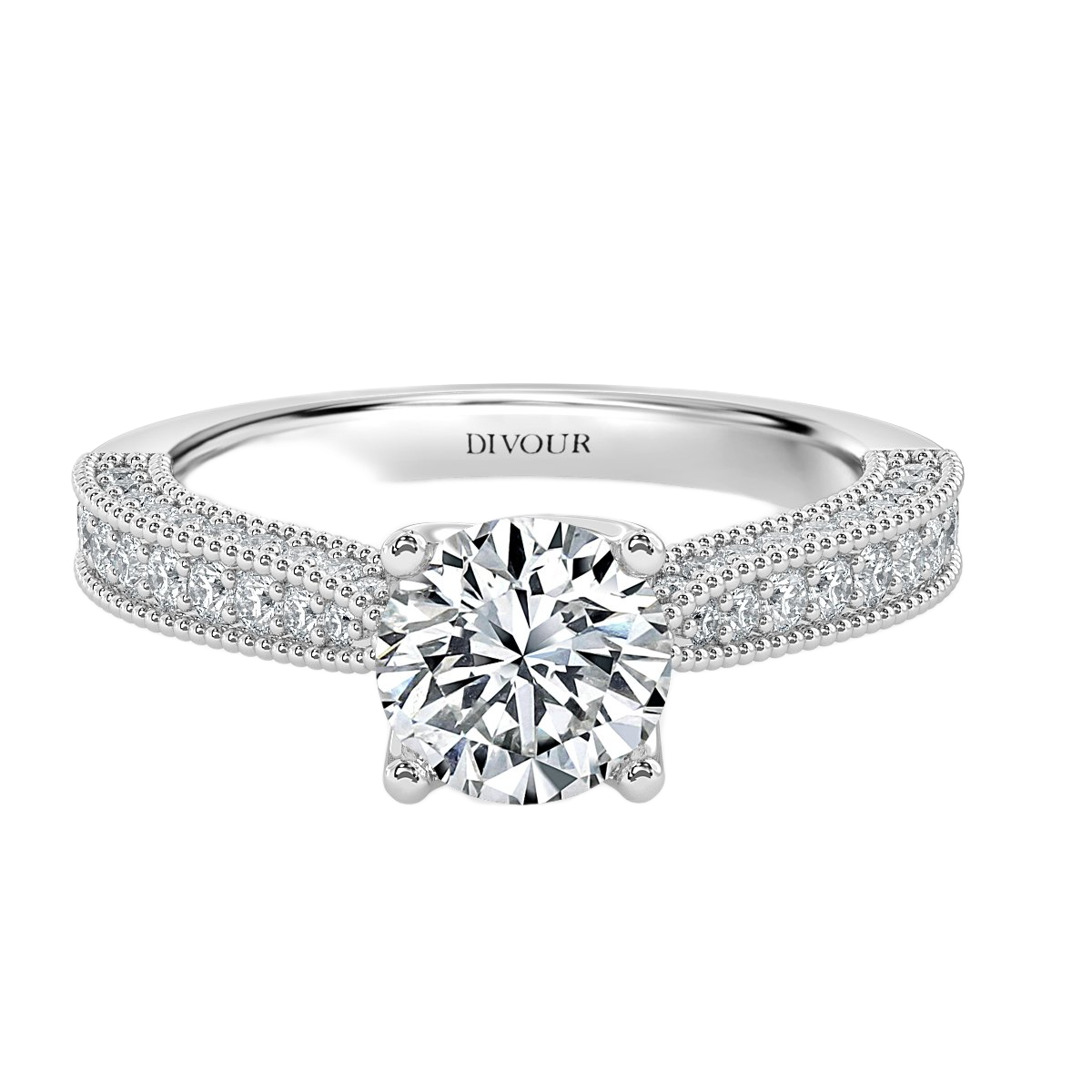 Edward - Round Diamond  Vintage Engagement Ring