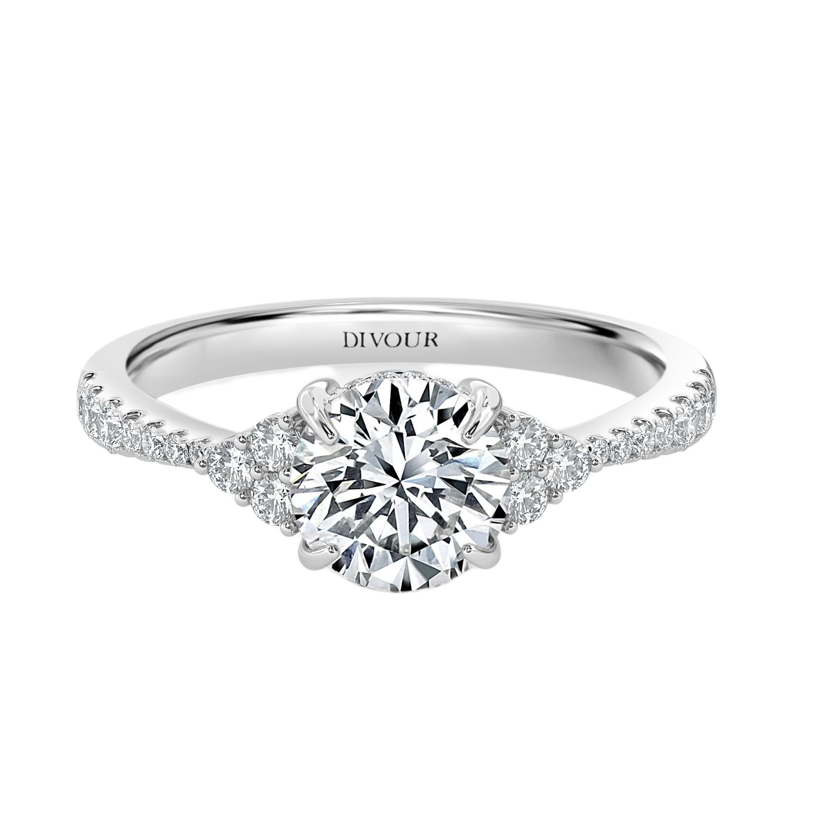 Trefoil Round Diamond Vintage Engagement Ring