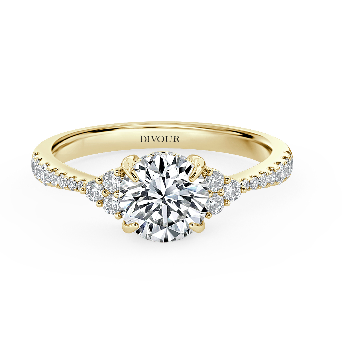 Trefoil Round Diamond Vintage Engagement Ring