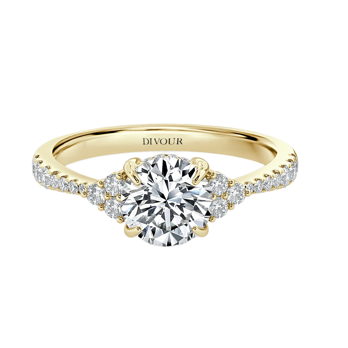 Trefoil Round Diamond Vintage Engagement Ring