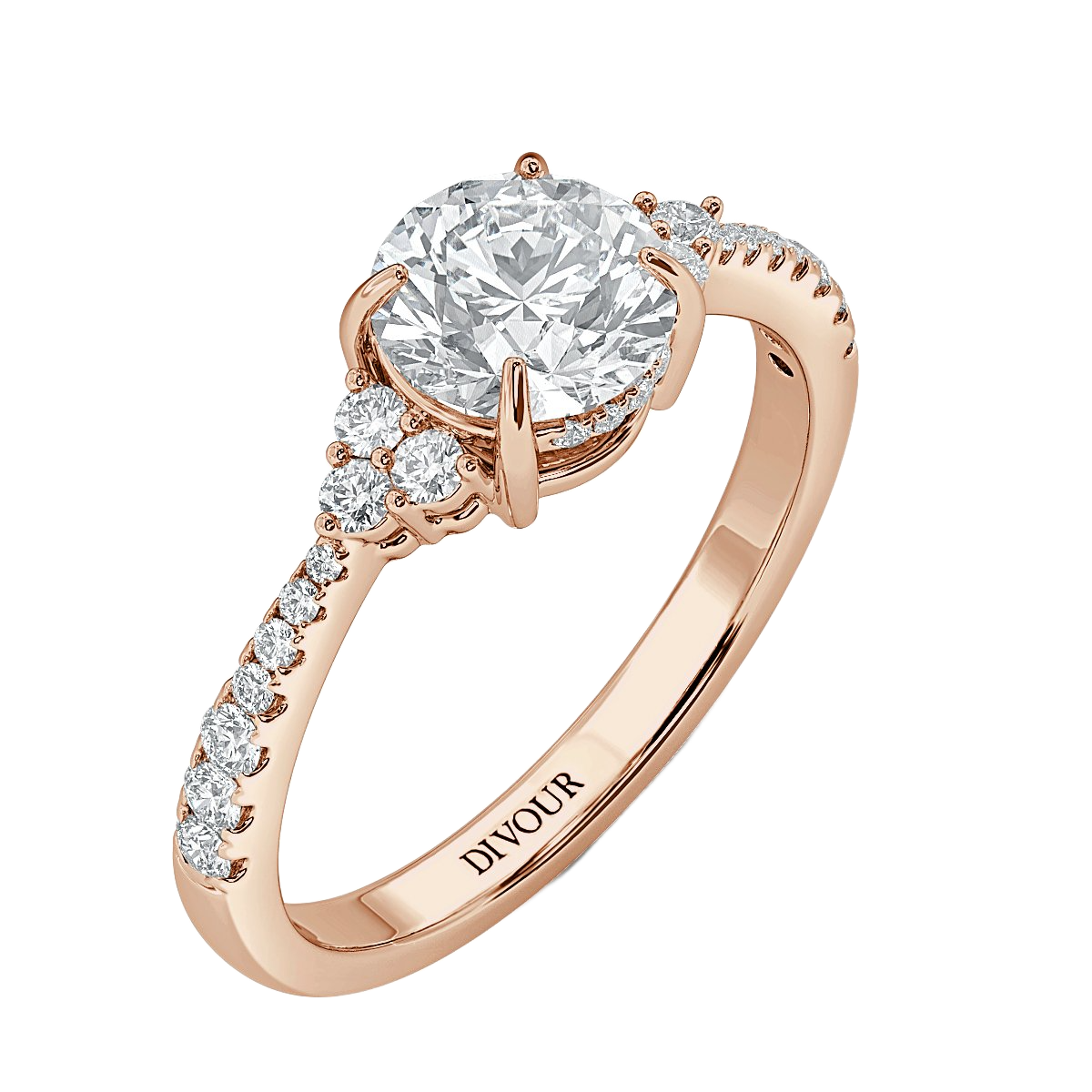 Trefoil Round Diamond Vintage Engagement Ring