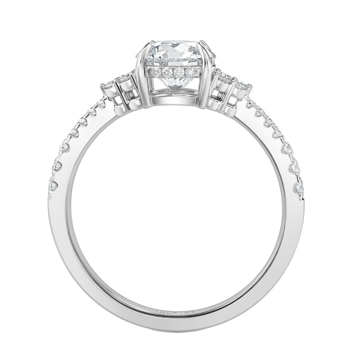 Trefoil Round Diamond Vintage Engagement Ring