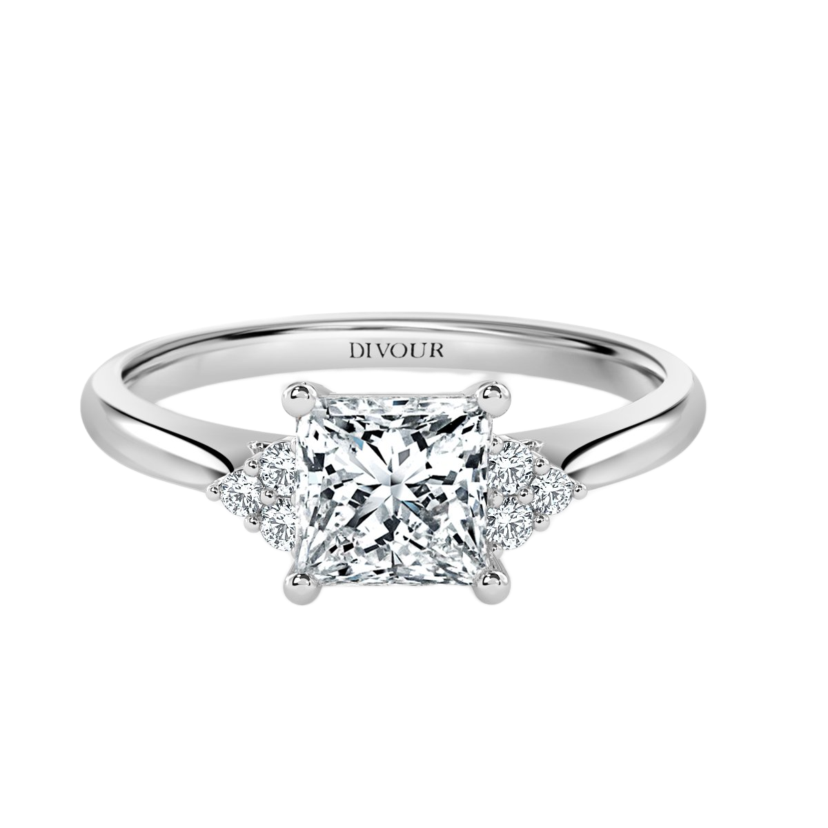 Trefoil Princess Diamond Vintage Engagement Ring