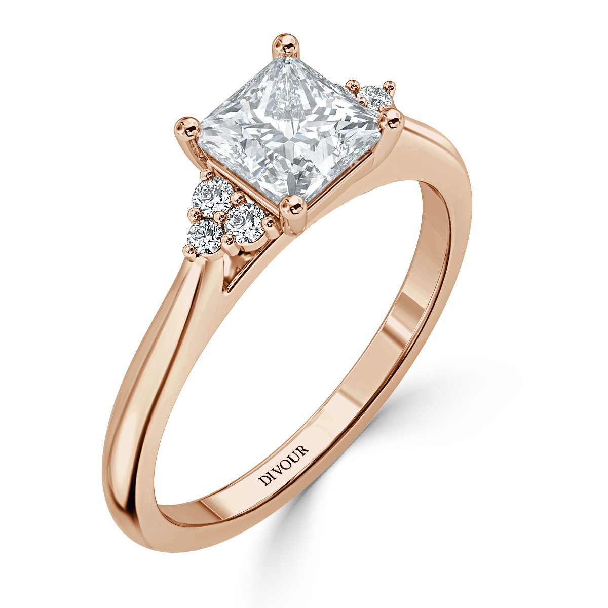 Trefoil Princess Diamond Vintage Engagement Ring