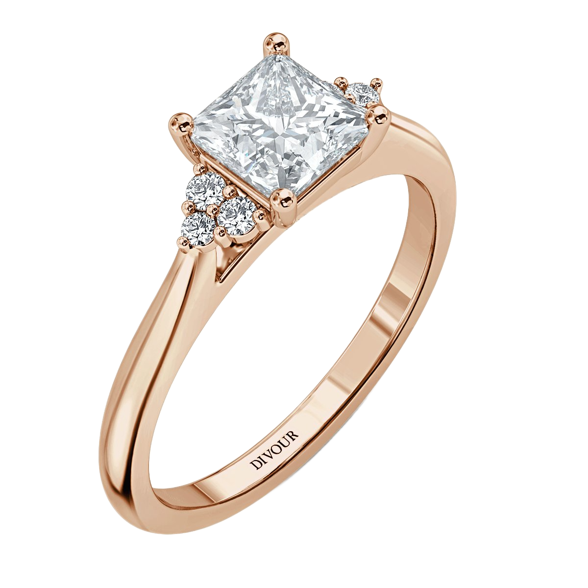 Trefoil Princess Diamond Vintage Engagement Ring