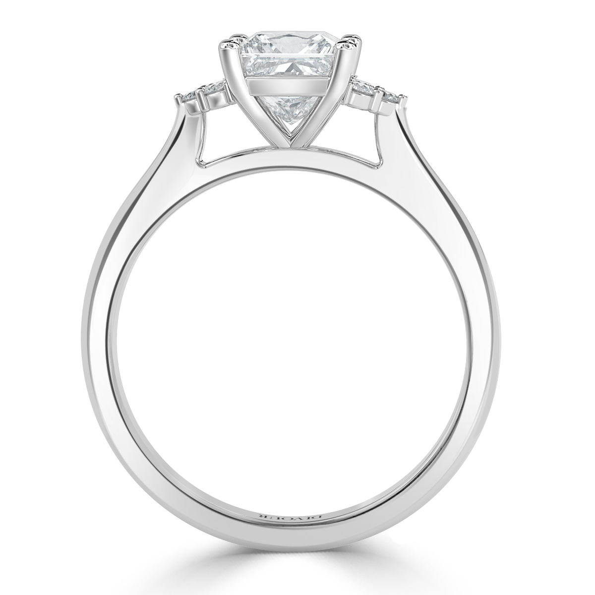 Trefoil Princess Diamond Vintage Engagement Ring