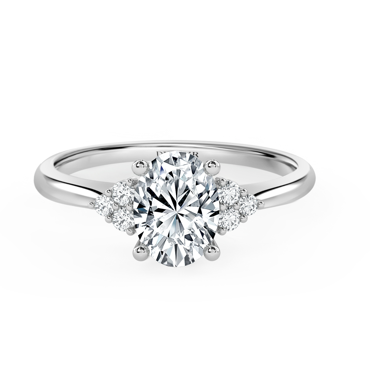 Trefoil Oval Diamond Vintage Engagement Ring