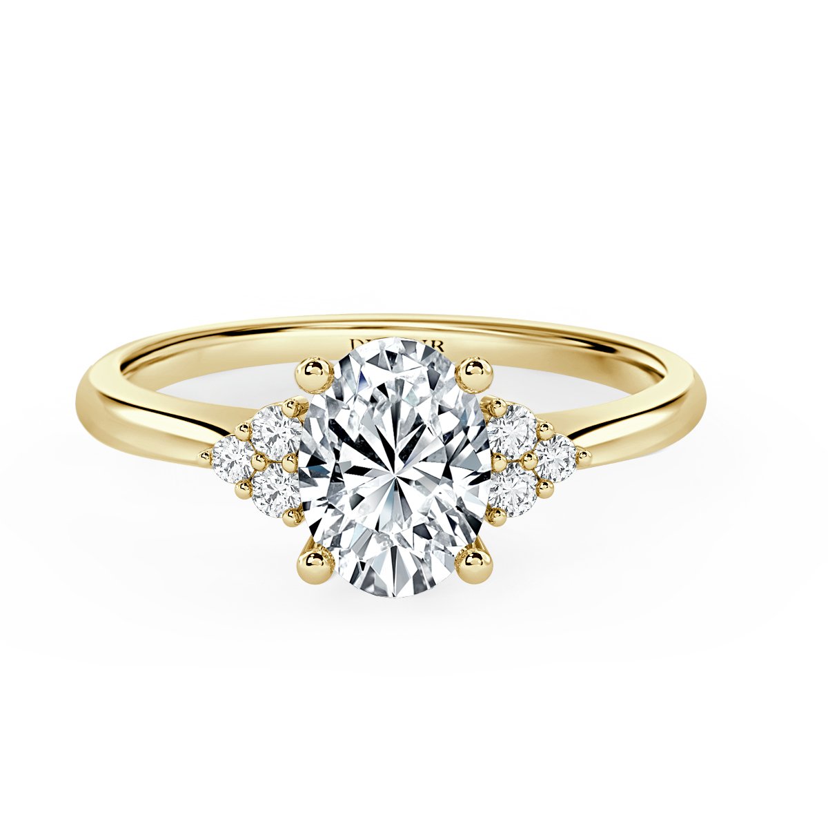 Trefoil Oval Diamond Vintage Engagement Ring