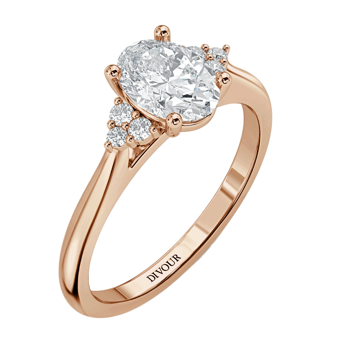 Trefoil Oval Diamond Vintage Engagement Ring