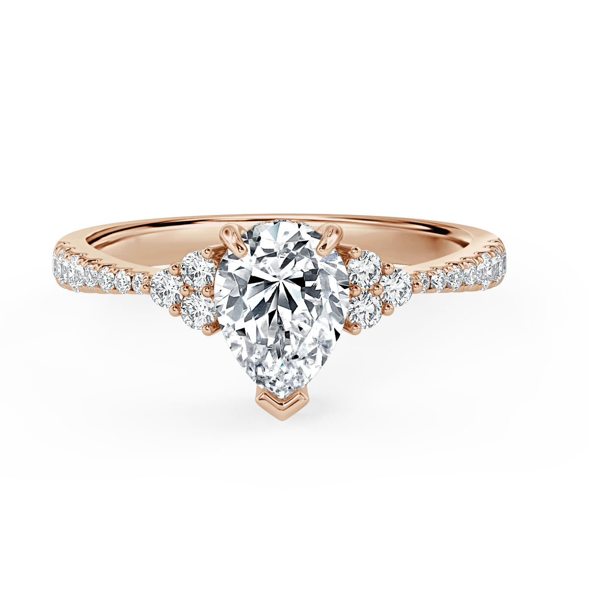 Trefoil Pear Diamond Vintage Engagement Ring