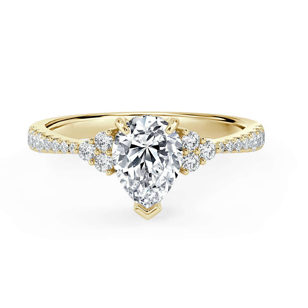 Trefoil Pear Diamond Vintage Engagement Ring