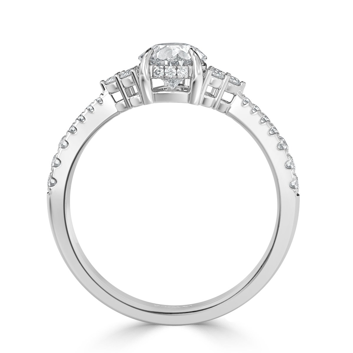 Trefoil Pear Diamond Vintage Engagement Ring