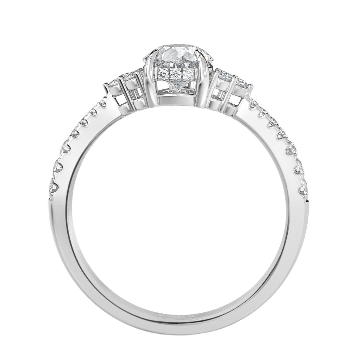 Trefoil Pear Diamond Vintage Engagement Ring