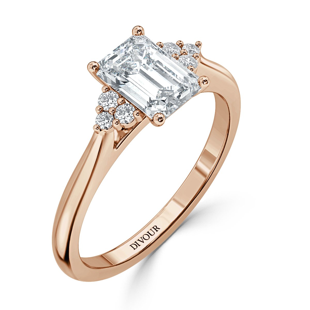 Trefoil Emerald Diamond Vintage Engagement Ring