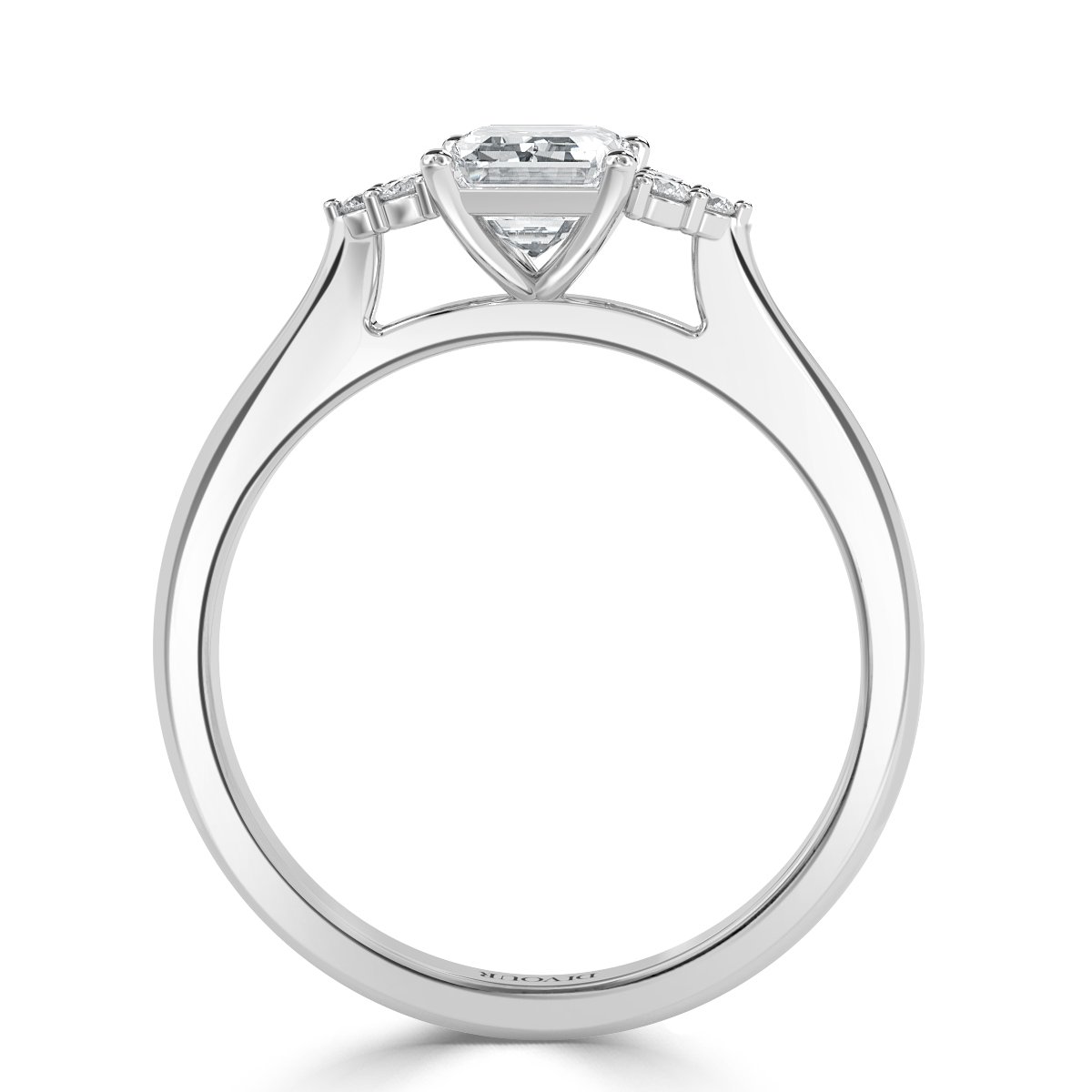 Trefoil Emerald Diamond Vintage Engagement Ring