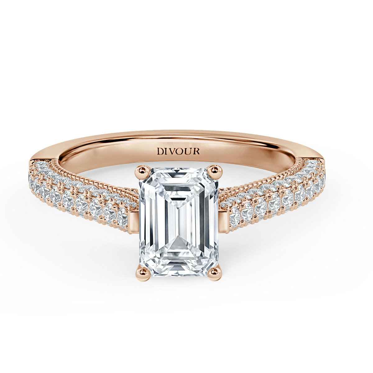 Edward - Emerald Diamond  Vintage Engagement Ring