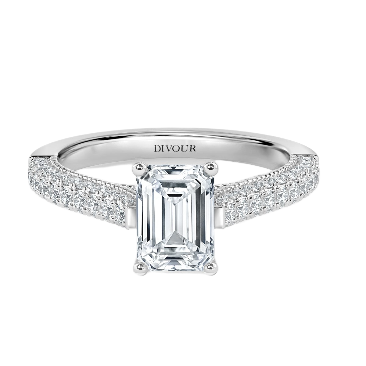 Edward - Emerald Diamond  Vintage Engagement Ring