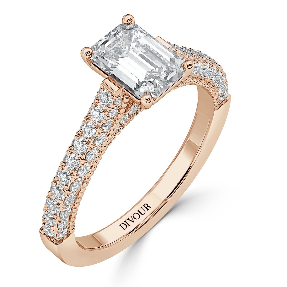 Edward - Emerald Diamond  Vintage Engagement Ring